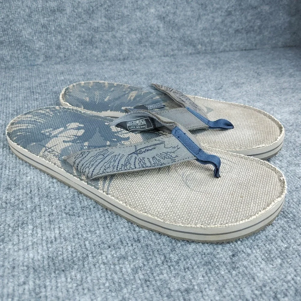 Teva Flip Flop Sandals Mens Size 11 Gray Blue Canvas Slip On Comfort Beach Shoes